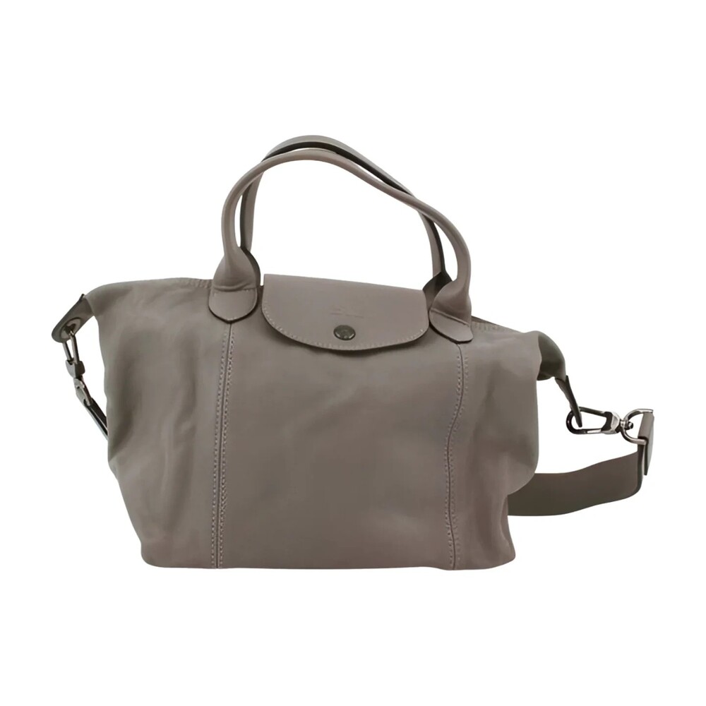 6395 - Longchamp Le Pliage Cuir Tote Bag - Interchangeable Strap - Grey - Calfsk